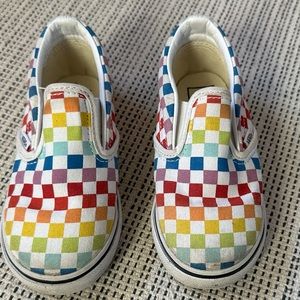 Vans classic rainbow checkerboard  slip ons. Size 9 T